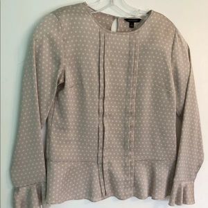 Banana Republic Polka Dot Long Sleeve Ruffled Blouse Shirt Small NEW